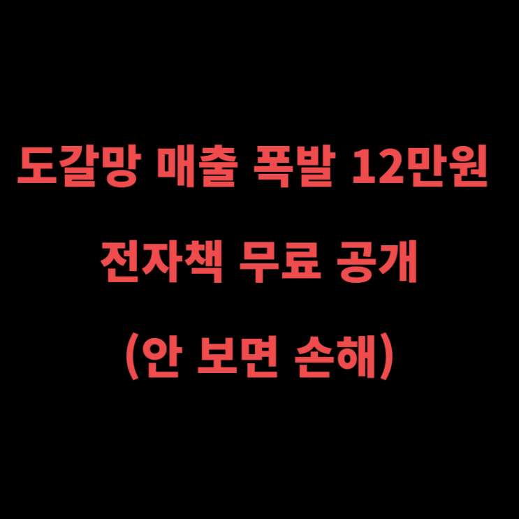  도갈망 12만원 매출 폭발 전자책 무료 공개(안 보면 손해)