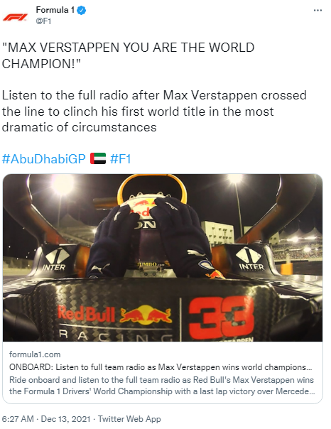 F1 Max Verstappen, You are the world champion! - Clinch his first world title, Clinch 의미를 이미지로 기억하기