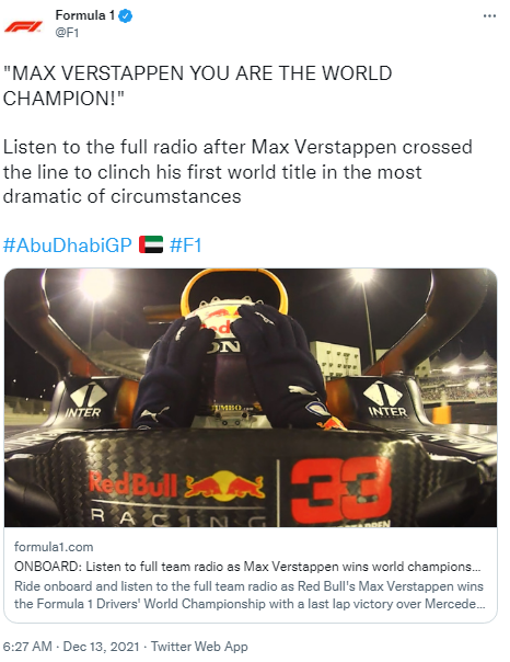  F1 Max Verstappen, You are the world champion! - Clinch his first world title, Clinch 의미를 이미지로 기억하기