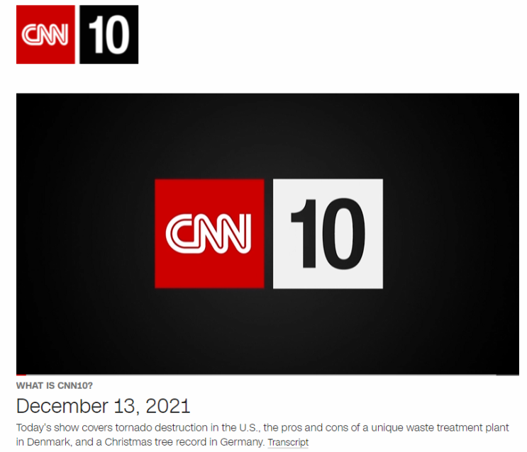  [CNN10으로 영어공부] 12/13일 소식 (미국 토네이도 피해 현황/덴마크 코펜하겐의 폐기물 연료 발전소/크리스마스 트리로 세계기록을 보유한 집)