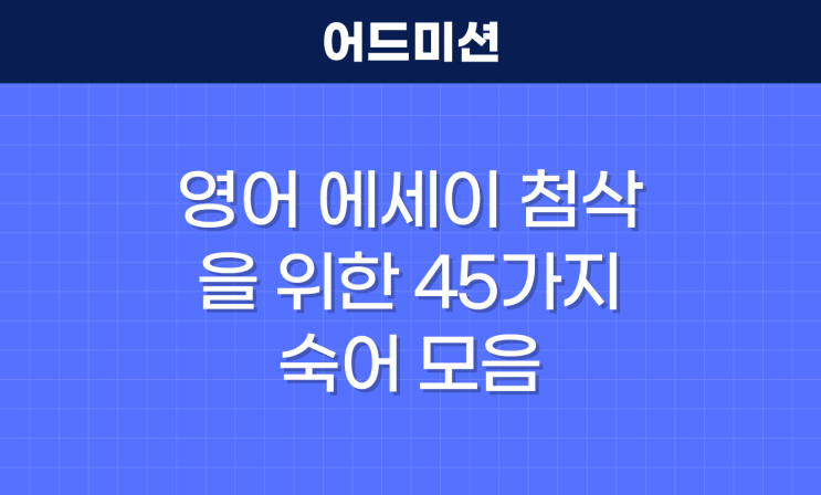  영어 에세이 첨삭을 위한 45가지 숙어 모음