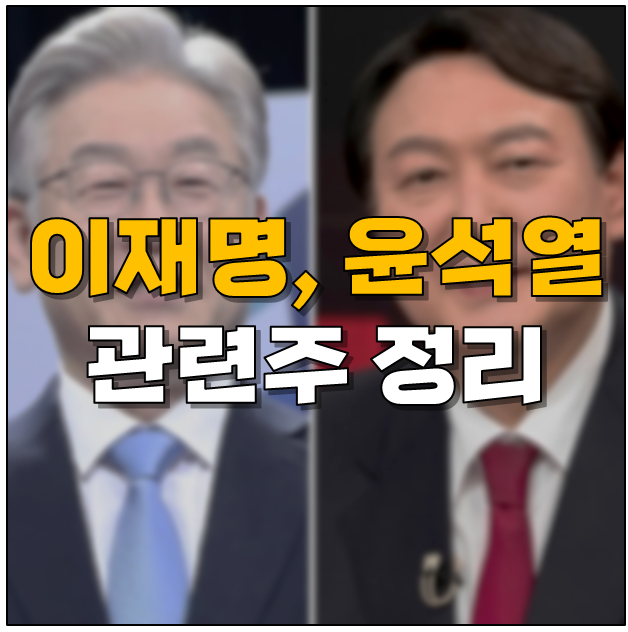 윤석열, <b>이재명</b> 관련주 총정리: 대선 이슈에 요동치는 정치... 