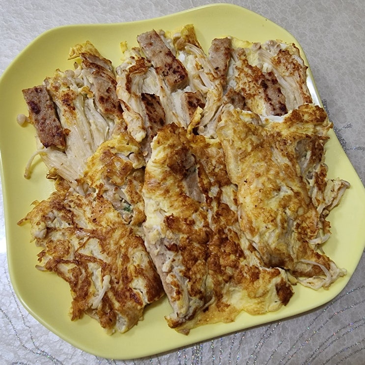  간단하게 팽이버섯닭가슴살계란전 만들기