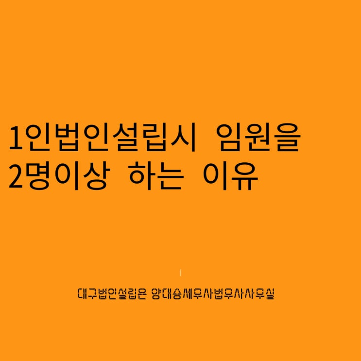  1인법인설립시 임원2명 하는 이유