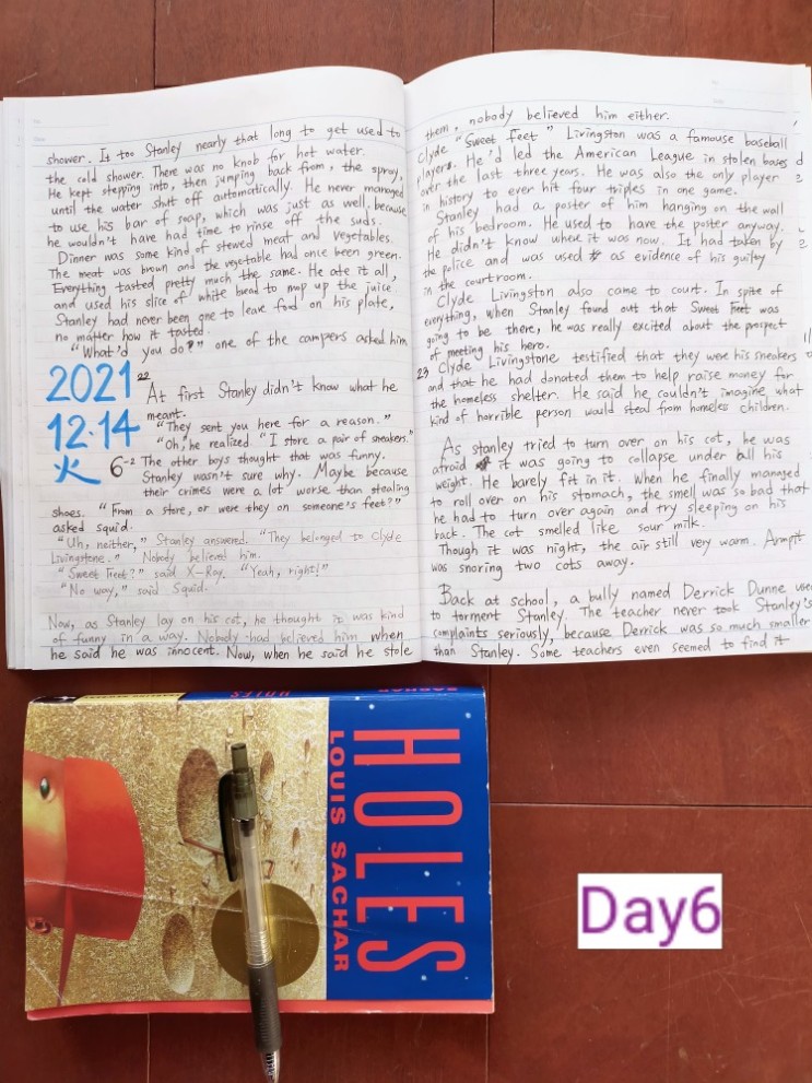 모닝영어필사 【Holes】 Day3~Day6 3일분 chapter 3~6