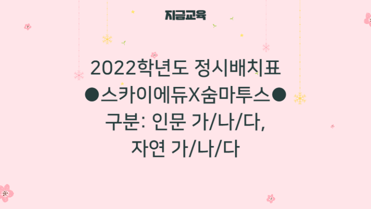 대입정보| 2022학년도 수능 정시배치표 (스카이에듀x숨마투스)
