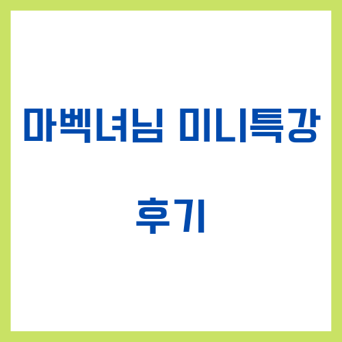  마벡녀님 미니특강 후기