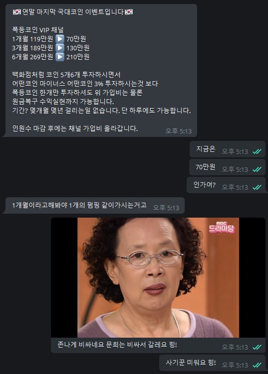  펌핑코인 단톡사기방 유형