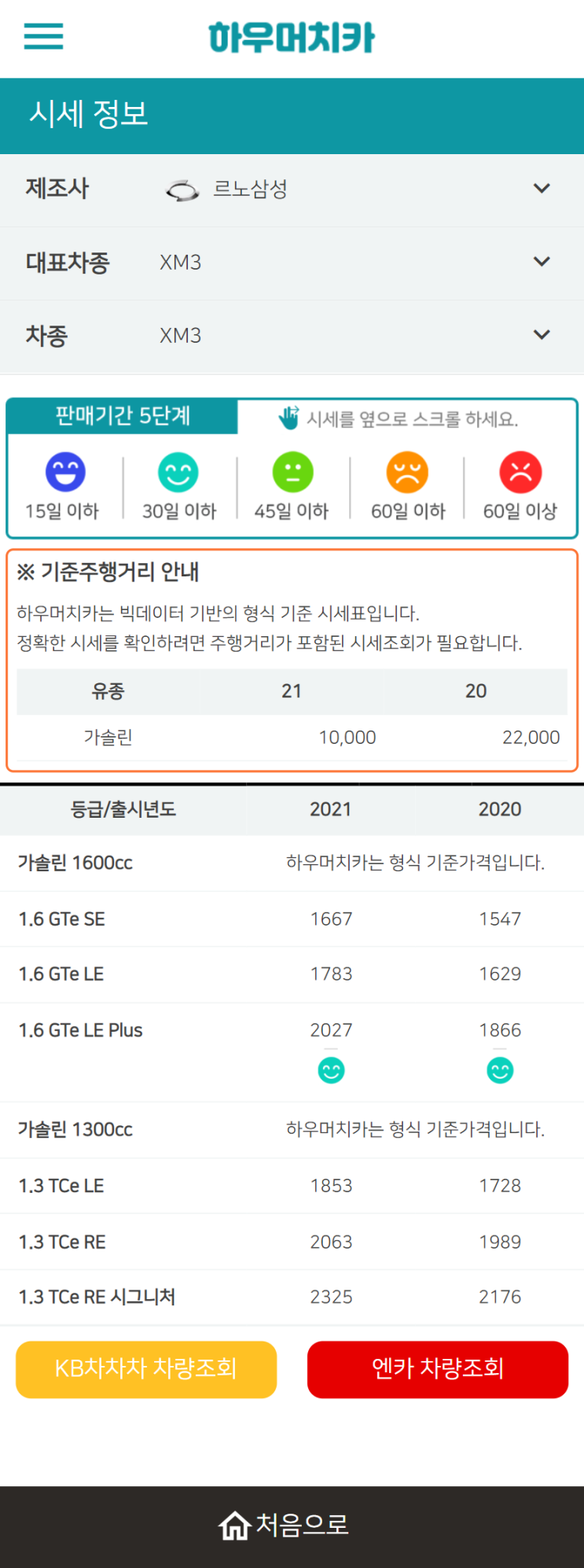 하우머치카 2021년 11월 XM3 중고차가격.시세표