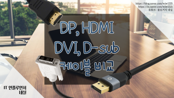 모니터케이블 종류 HDMI, DP, DVI, D-SUB, RGB  뭘 써야할까?