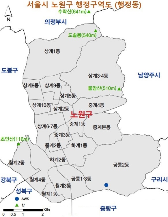 서울 노원구의 동별 인구 통계