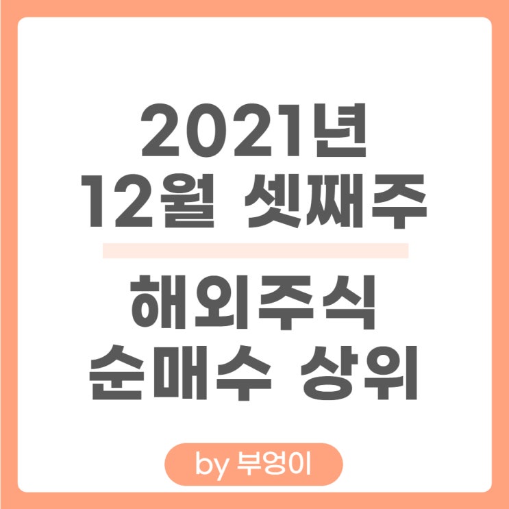 [12월 셋째 주] 해외 순매수 상위 주식 및 미국 ETF