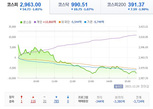  21.12.20 국내 증시 - 폭설장