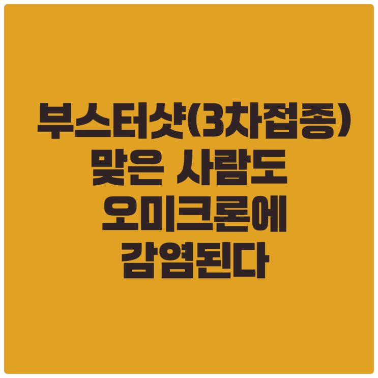  부스터샷(3차접종)맞은 사람도 오미크론에 감염된다