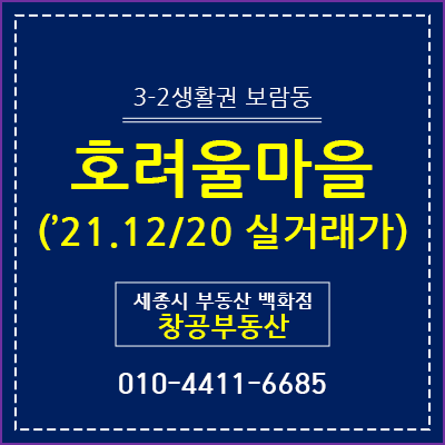  세종시 보람동 호려울마을 - 실거래가('21.12/20)
