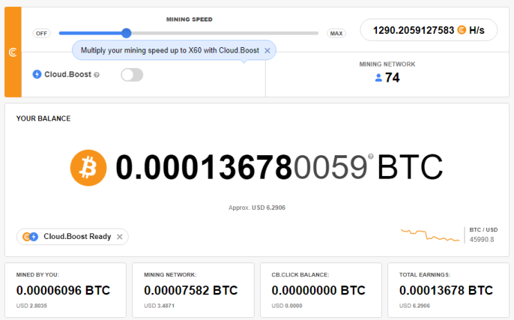 크립토탭(CryptoTab) 브라우저를 통한 비트코인 채굴 현황 및 채굴 네트워크 74명 (2021.12.20) 크립토탭(CryptoTab) 브라우저를 통한 비트코인 채굴 현황 및 채굴 네트워크 74명 (2021.12.20)