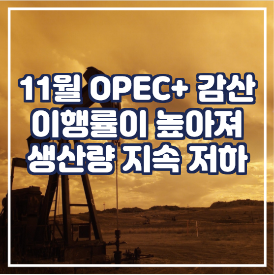 11월 OPEC+ 감산 합의 이행률이 높아져 생산량이 계속해서 목표치를 밑도는 중