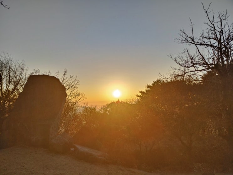 동지인 오늘 아침 설봉산(칼바위)에서 본 해돋이 모습