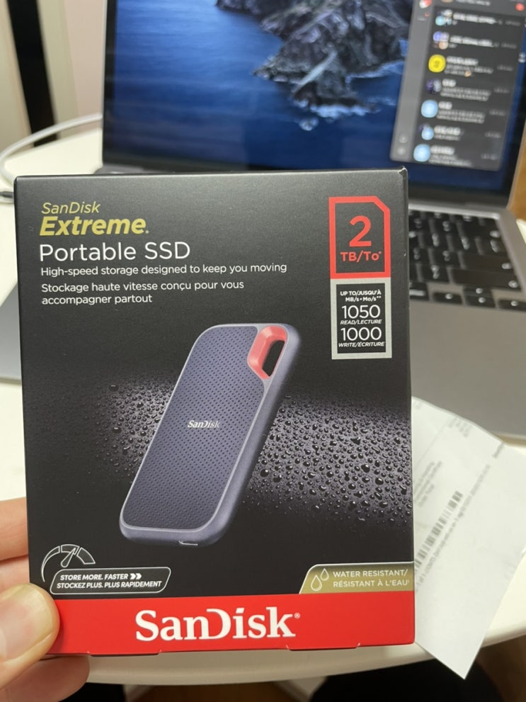  m1맥북 외장 ssd 연결 호환 방수 방진 전천후 샌디스크 익스트림 포터블 ssd 외장하드 | m1 맥 맥북에어 외장하드 추천