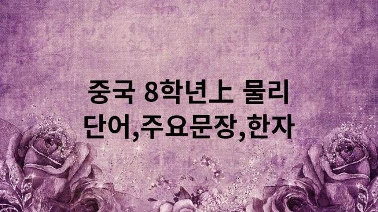  중국 8학년上 물리 단어,주요문장,한자