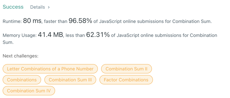 [LeetCode] Combination Sum (JavaScript)