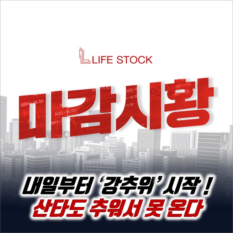  『 라이프스탁 』 내일부터 '강추위' 시작! 산타도 추워서 못 온다