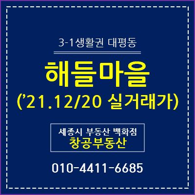  세종시 대평동 해들마을 - 실거래가 ('21.12/20)