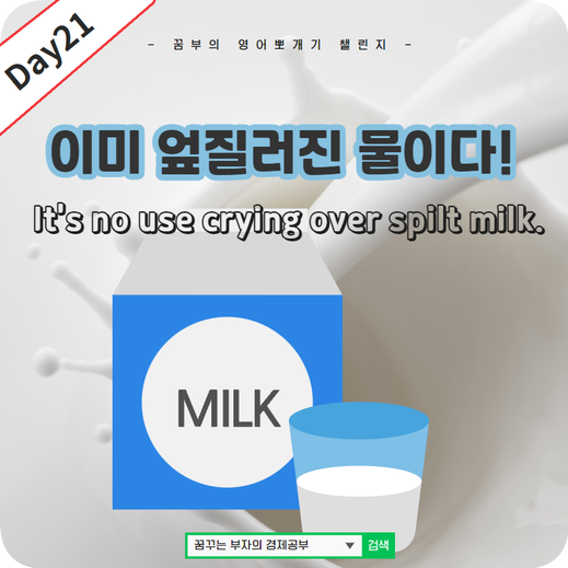  Day21 : It's no use cyring over spilt milk! 많이 쓰는 영어속담