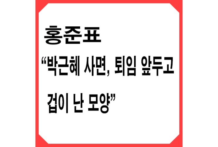 [보수] 홍준표, 문대통령 '박근혜 사면'에 "퇴임 앞두고 겁이 난 모양"