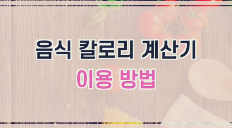  음식 칼로리 계산기로 다이어트하기