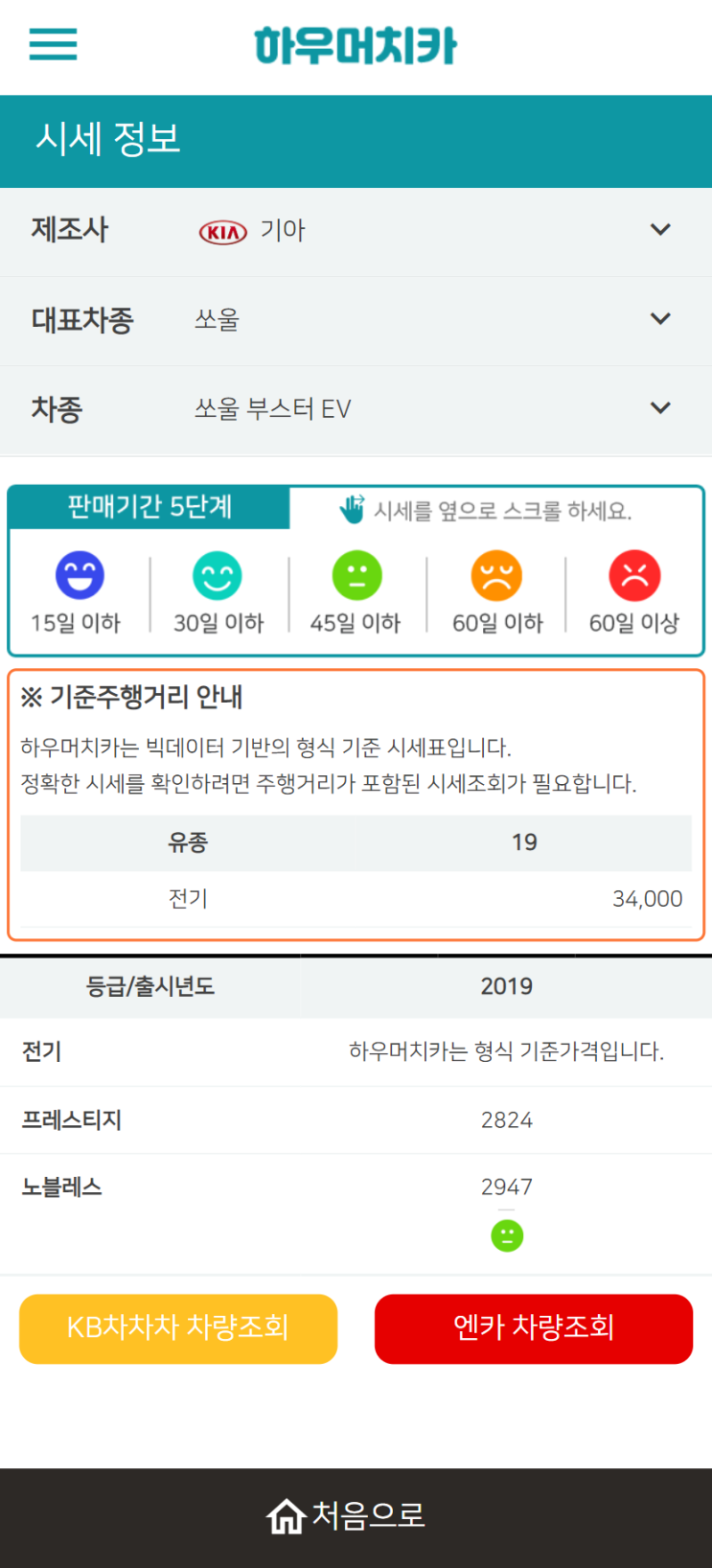 하우머치카 2021년 11월 쏘울 부스터 EV 중고차시세.가격표