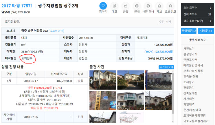  낙찰물건 처리 사례
