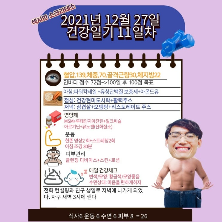 2021년 12월 27일 섹시한 소크라테스 건강일기