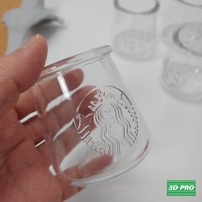 3D프린팅으로 스타벅스 투명 컵 제작/기업체 시제품/대학생졸업작품/3D프린터 출력물[SLA방식/ABS Like 레진/투명] 쓰리디프로/3D프로/3DPRO