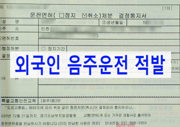 외국인음주운전_무면허운전_적발_출국명령_강제추방_구제(출입국관리법 위반)