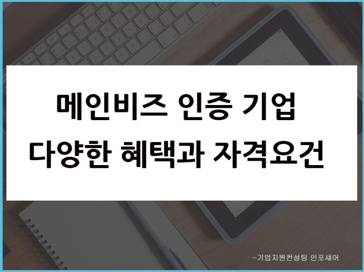  메인비즈 인증 기업 다양한 혜택과 자격요건
