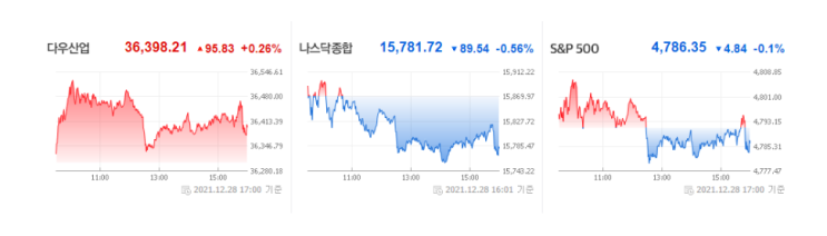  "산타랠리" 주춤.. 오미크론 우려와  차익실현 매물이 쏟아졌습니다 12월 29일 해외증시 분석  테슬라, 리비안, 루시드 하락마감