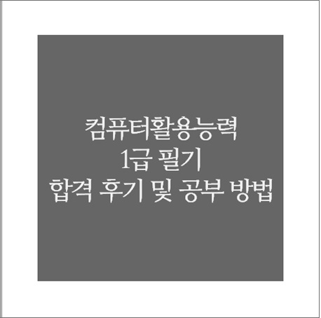 컴퓨터활용능력 1급 필기 합격 후기