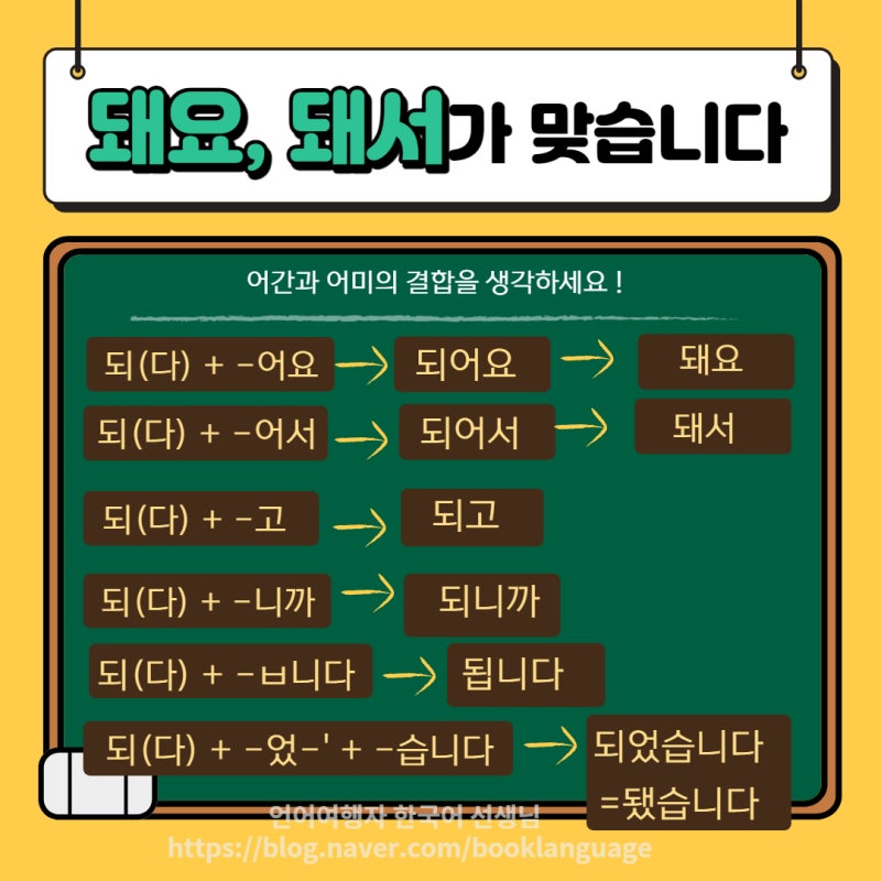 되요 VS 돼요. '되', '돼'_평생 안 헷갈리는 방법_맞춤법 : 네이버 블로그