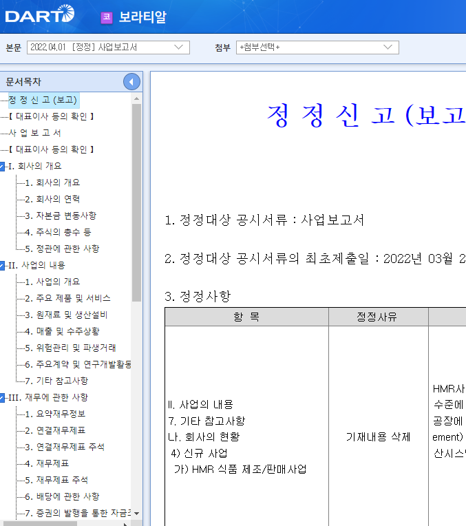 보라티알 / 사업보고서