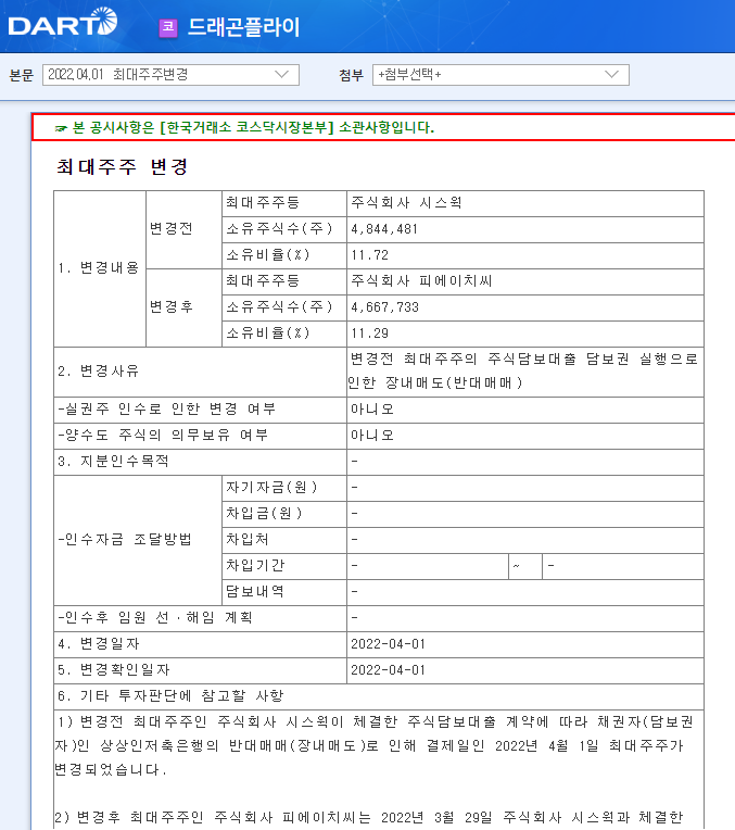 드래곤플라이 / 최대주주변경 드래곤플라이 / 최대주주변경