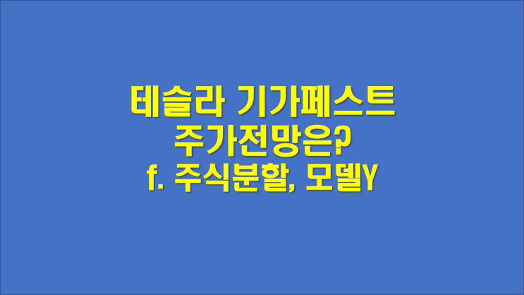  테슬라 기가페스트와 주가전망 (모델Y,주식분할)