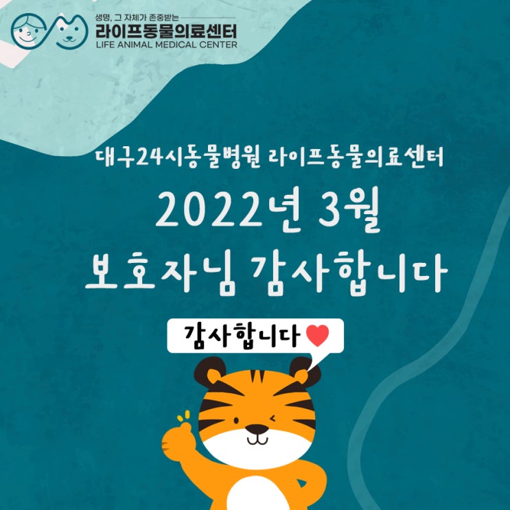 [대구24시동물병원] 라이프동물의료센터 : 2022년 3월 보호자님의 소중한 마음 감사합니다