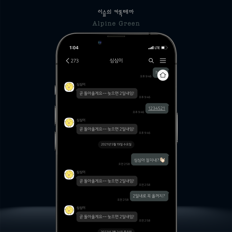  [아이폰 카톡테마] 알파인 그린 *다크모드 (Alpine Green 1.0.0 Ktheme)