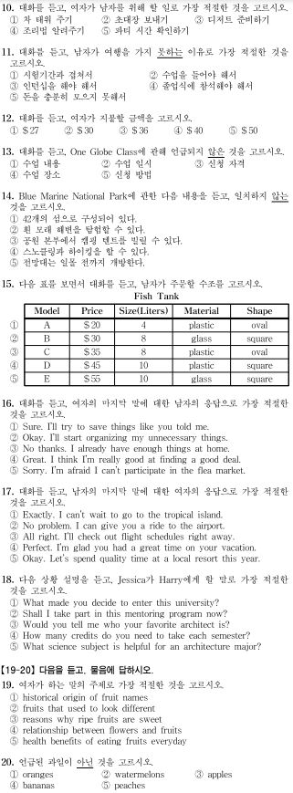  고2 전국영어듣기평가 2021년도 기출문제, 정답, 음원파일