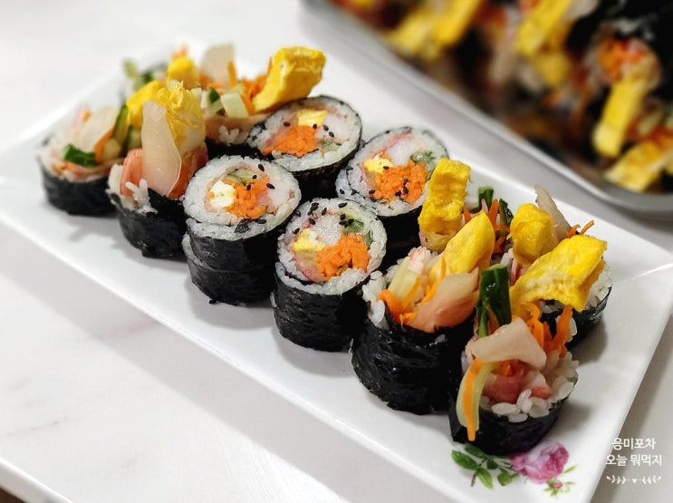  베이컨김밥 만드는법 단무지 대신 백김치 꼬마김밥 만들기