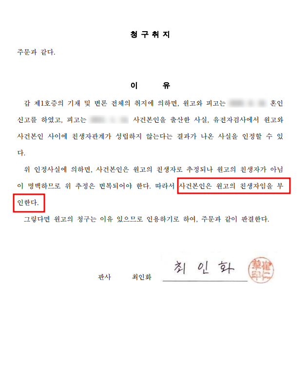  친생부인청구소송? 남편 측을 도와드린 '성공사례'