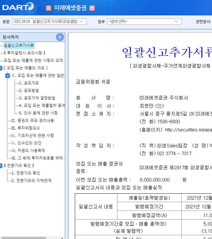 미래에셋증권 / 일괄신고추가서류(파생결합사채-주가연계파생결합사채) 미래에셋증권 / 일괄신고추가서류(파생결합사채-주가연계파생결합사채)
