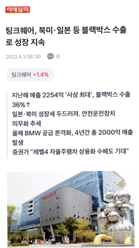  투자일지- 팅크웨어