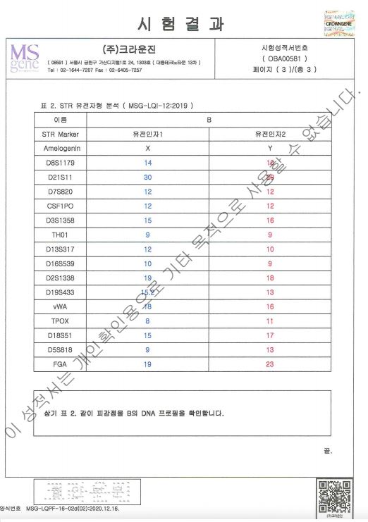  개인 확인용 친자확인 유전자검사 안내